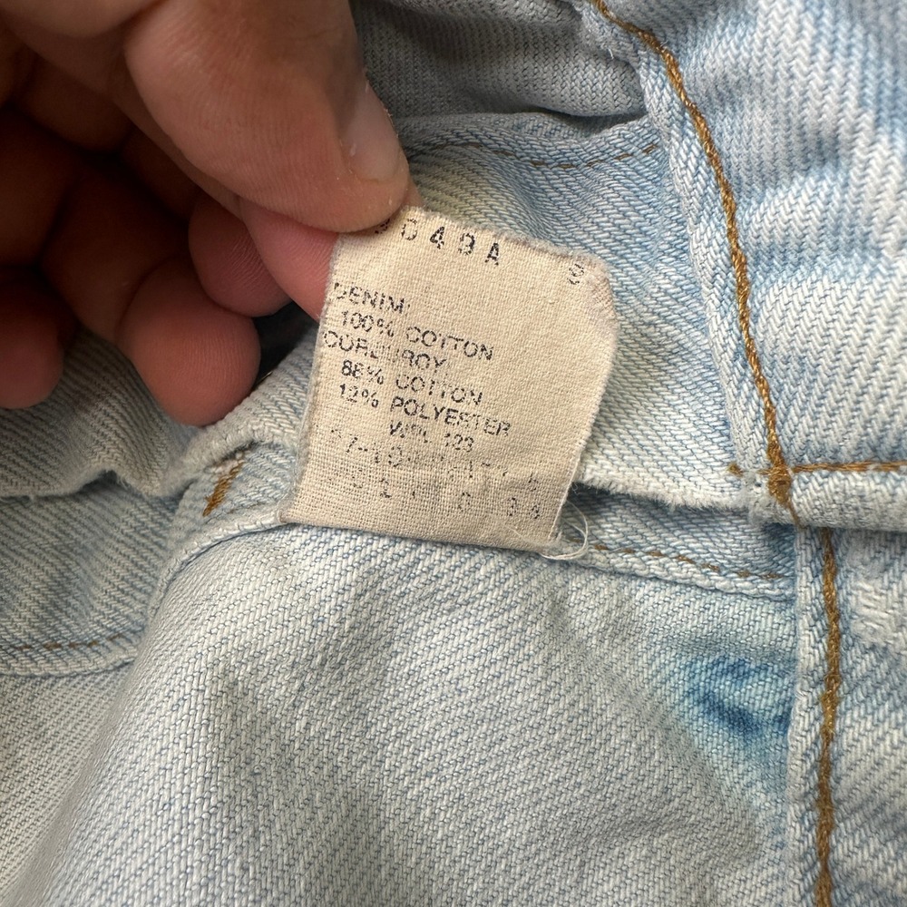 Vintage Levi's Denim Jacket Mens XL Light Wash Corduroy Collar 80s Trucker USA - Picture 7 of 14